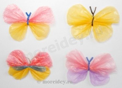 Бабочки из целлофановых пакетов