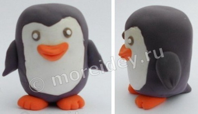 Поделка пингвин из киндера и пластилина