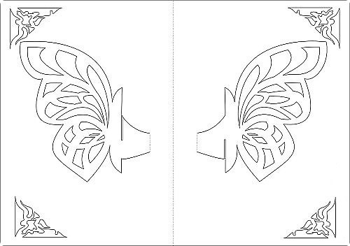 Шаблон объемной открытки с бабочкой