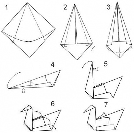 Схема оригами лебедь