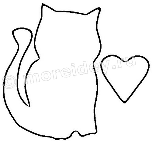 Поделка котик с сердечком. Шаблон