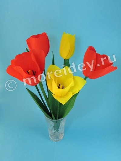 Цветы тюльпаны из гофрированной бумаги
